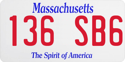 MA license plate 136SB6
