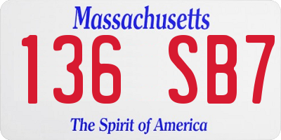 MA license plate 136SB7