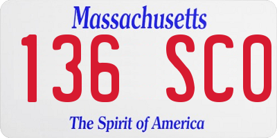 MA license plate 136SC0