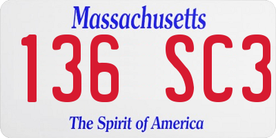 MA license plate 136SC3