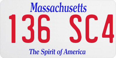 MA license plate 136SC4