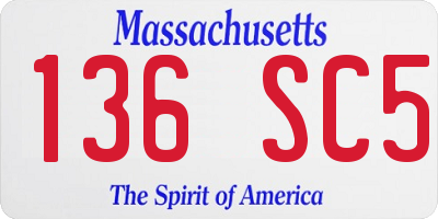 MA license plate 136SC5