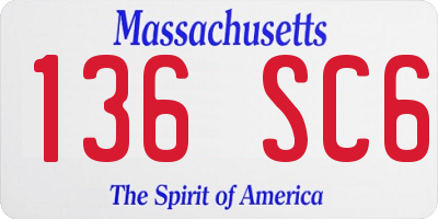 MA license plate 136SC6