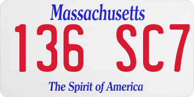 MA license plate 136SC7