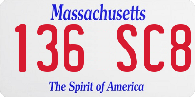 MA license plate 136SC8