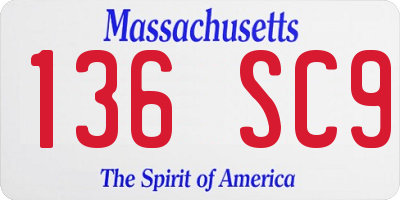 MA license plate 136SC9