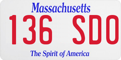 MA license plate 136SD0