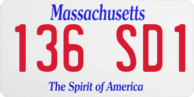 MA license plate 136SD1