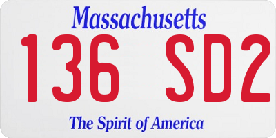 MA license plate 136SD2