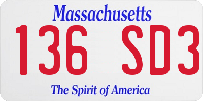 MA license plate 136SD3