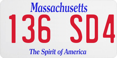 MA license plate 136SD4