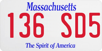 MA license plate 136SD5