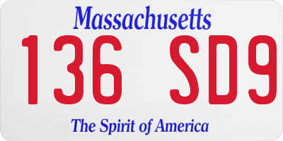 MA license plate 136SD9