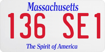 MA license plate 136SE1