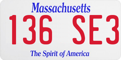 MA license plate 136SE3
