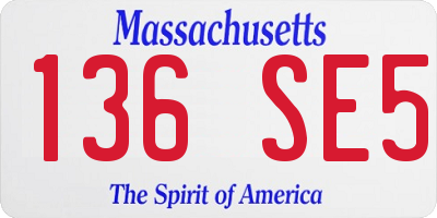 MA license plate 136SE5