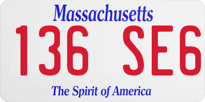 MA license plate 136SE6