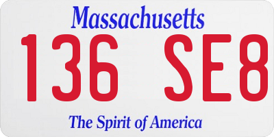 MA license plate 136SE8