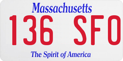MA license plate 136SF0