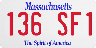 MA license plate 136SF1