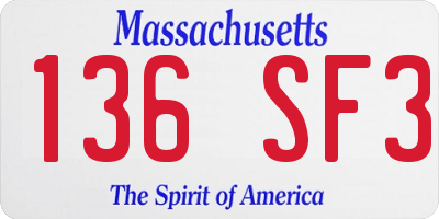 MA license plate 136SF3