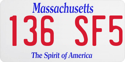 MA license plate 136SF5
