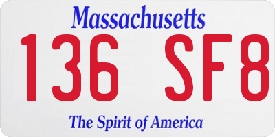 MA license plate 136SF8