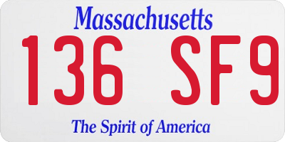 MA license plate 136SF9