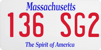 MA license plate 136SG2