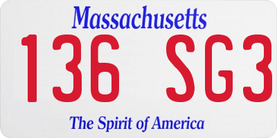 MA license plate 136SG3