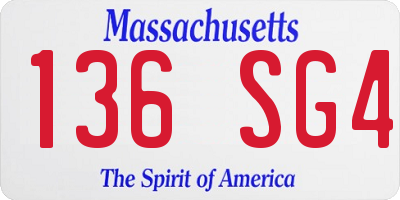 MA license plate 136SG4