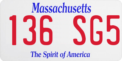 MA license plate 136SG5