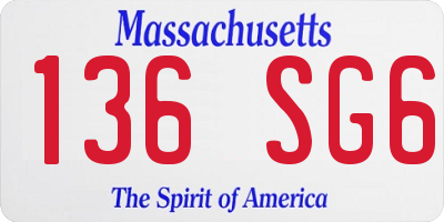 MA license plate 136SG6