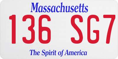MA license plate 136SG7