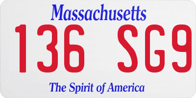 MA license plate 136SG9