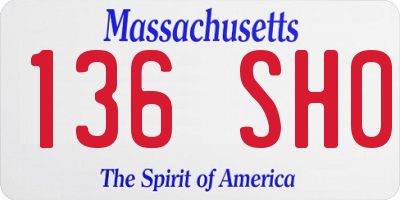 MA license plate 136SH0
