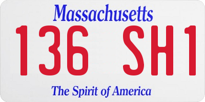 MA license plate 136SH1
