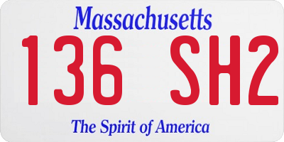 MA license plate 136SH2
