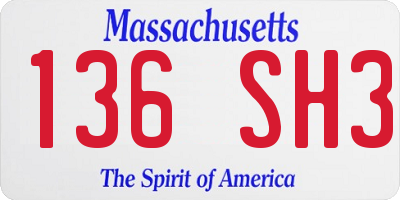 MA license plate 136SH3