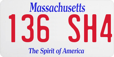 MA license plate 136SH4