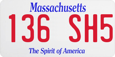 MA license plate 136SH5