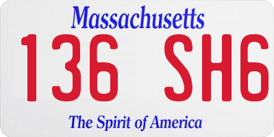 MA license plate 136SH6