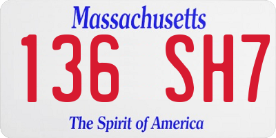 MA license plate 136SH7