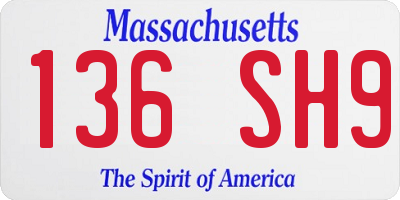 MA license plate 136SH9