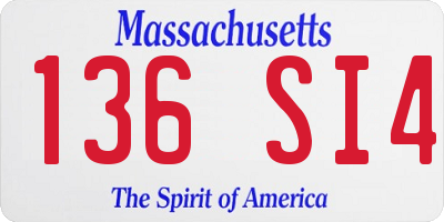 MA license plate 136SI4