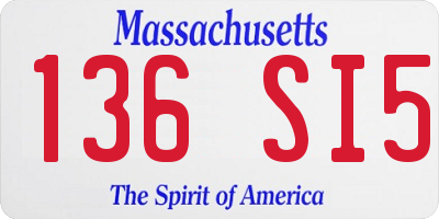 MA license plate 136SI5