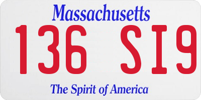MA license plate 136SI9