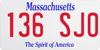 MA license plate 136SJ0