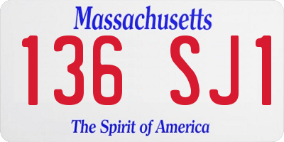 MA license plate 136SJ1