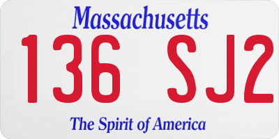 MA license plate 136SJ2